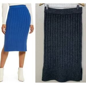 Halogen Women Skirt Large Gray Dark Heather NEW Knee Length Pencil Sweater Skirt